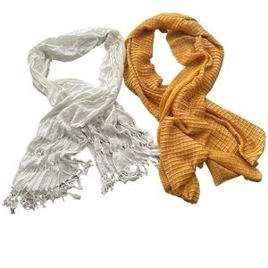 Cato Scarf Bundle - Lot of 2 - White and Yellow